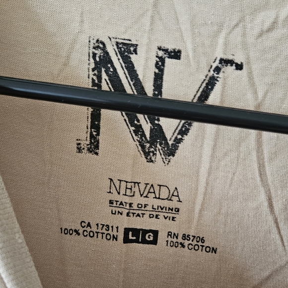 Nevada Tee shirt T-shirt a state of living crafted garments beige top mens large - Picture 4 of 9